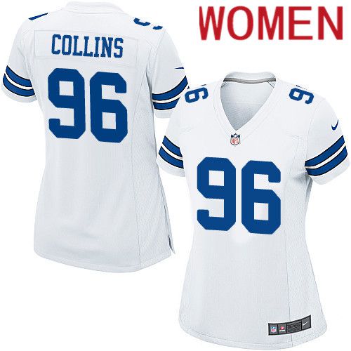 Women Dallas Cowboys 96 Maliek Collins Nike White Team Game NFL Jersey